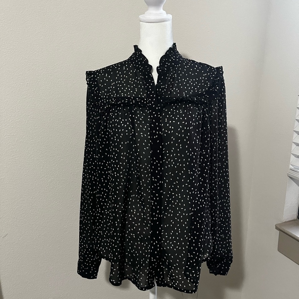 Atmosphere Black and White Speckled Blouse